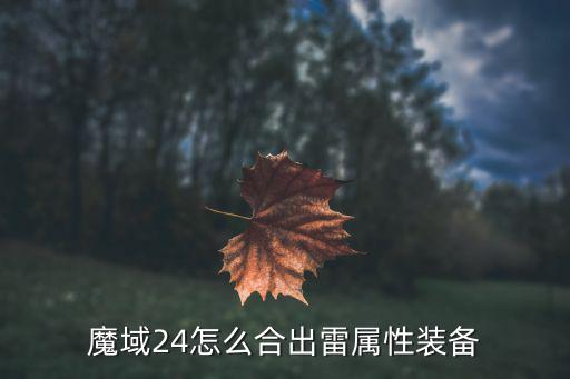 魔域24怎么合出雷属性装备