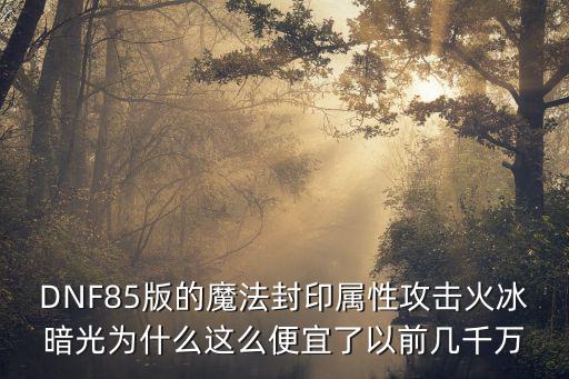 dnf火属性为什么便宜，DNF为什么火卡这么贵