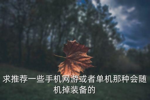 求推荐一些手机网游或者单机那种会随机掉装备的