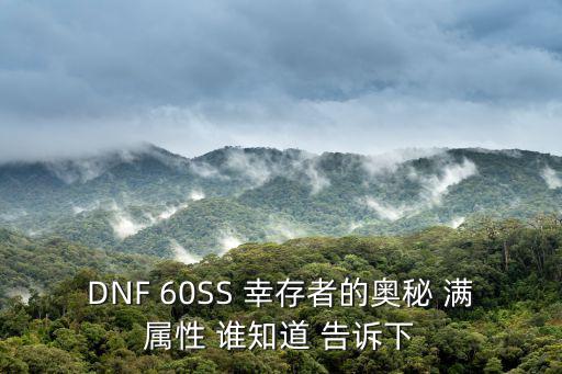 DNF 60SS 幸存者的奥秘 满属性 谁知道 告诉下