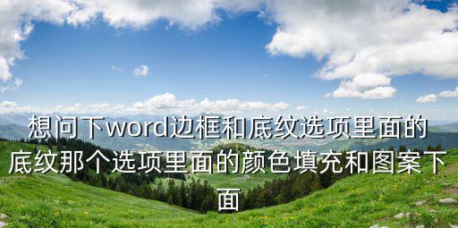 想问下word边框和底纹选项里面的底纹那个选项里面的颜色填充和图案下面