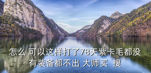 怎么 可以这样打了78天紫卡毛都没有装备都不出 大师买  搜