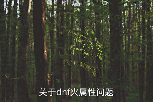 关于dnf火属性问题