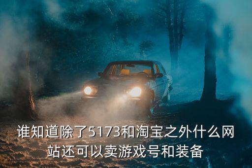 谁知道除了5173和淘宝之外什么网站还可以卖游戏号和装备