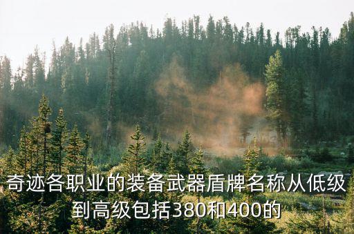 奇迹各职业的装备武器盾牌名称从低级到高级包括380和400的