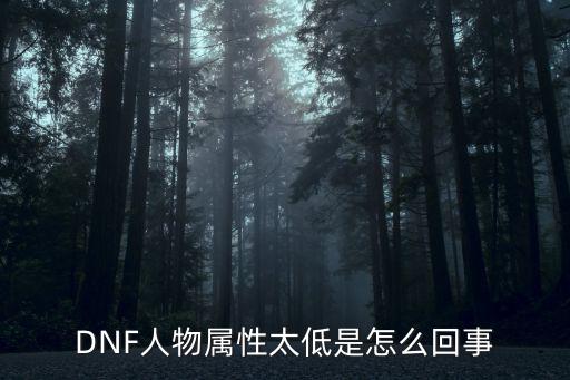 DNF人物属性太低是怎么回事