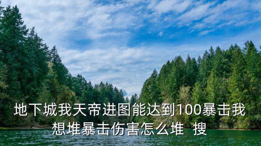 地下城我天帝进图能达到100暴击我想堆暴击伤害怎么堆  搜