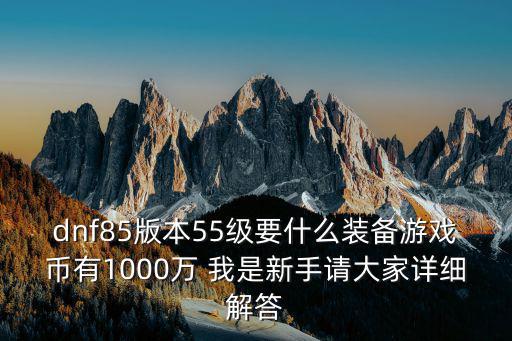 dnf85版本55级要什么装备游戏币有1000万 我是新手请大家详细解答