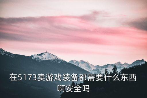 在5173卖游戏装备都需要什么东西啊安全吗