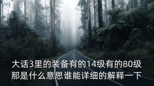 大话3里的装备有的14级有的80级那是什么意思谁能详细的解释一下