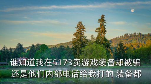 谁知道我在5173卖游戏装备却被骗 还是他们内部电话给我打的 装备都