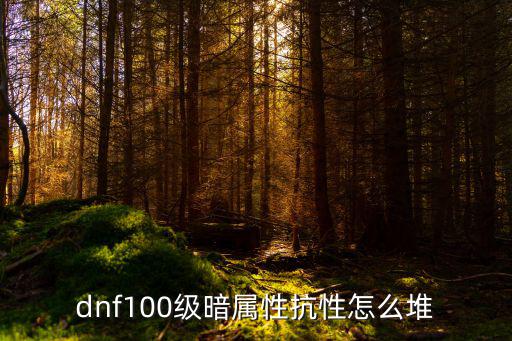 dnf100级暗属性抗性怎么堆