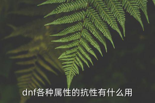 dnf各种属性的抗性有什么用