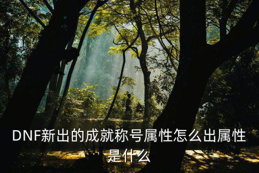 DNF新出的成就称号属性怎么出属性是什么