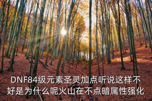 DNF84级元素圣灵加点听说这样不好是为什么呢火山在不点暗属性强化