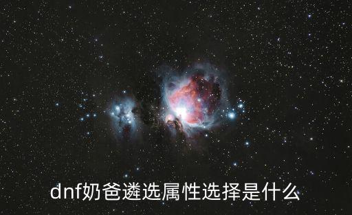 dnf奶爸遴选属性选择是什么