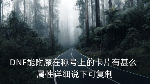 DNF能附魔在称号上的卡片有甚么 属性详细说下可复制