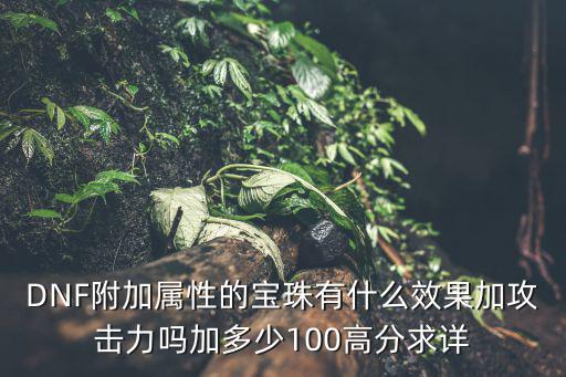 DNF附加属性的宝珠有什么效果加攻击力吗加多少100高分求详