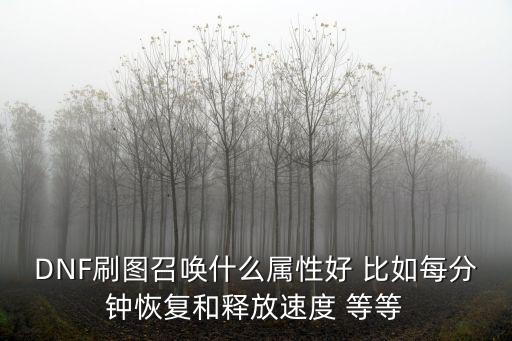 DNF刷图召唤什么属性好 比如每分钟恢复和释放速度 等等