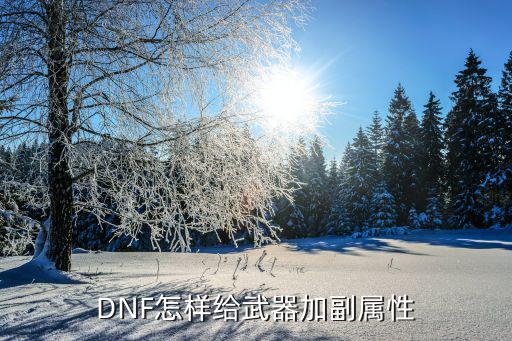 dnf武器副什么属性，DNF怎样给武器加副属性