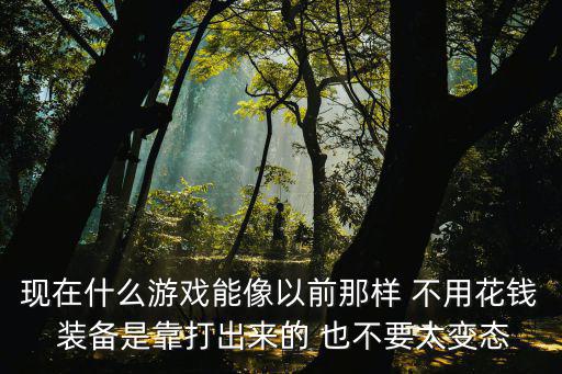 现在什么游戏能像以前那样 不用花钱 装备是靠打出来的 也不要太变态