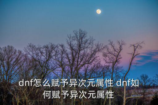 dnf怎么赋予异次元属性 dnf如何赋予异次元属性