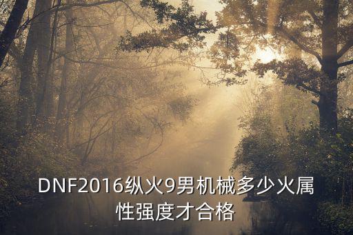 DNF2016纵火9男机械多少火属性强度才合格