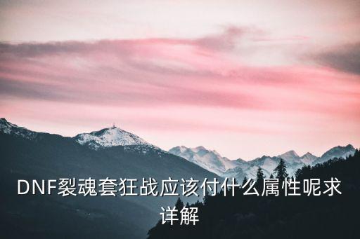 dnf裂缝什么属性打快，DNF裂魂套狂战应该付什么属性呢求详解