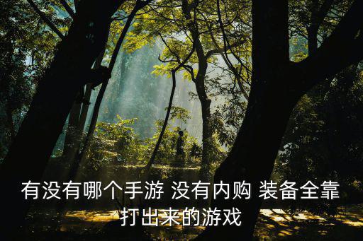 下面哪个游戏装备全靠打，找个真正免费的游戏 装备都是靠打怪暴的那种 谁知道可以推荐个