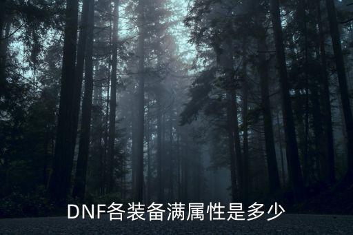 DNF各装备满属性是多少