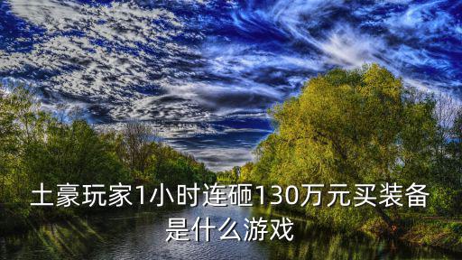 土豪玩家1小时连砸130万元买装备是什么游戏