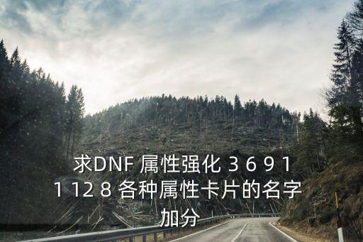 求DNF 属性强化 3 6 9 11 12 8 各种属性卡片的名字 加分