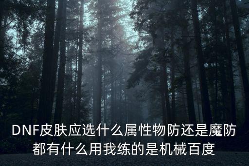 DNF皮肤应选什么属性物防还是魔防都有什么用我练的是机械百度