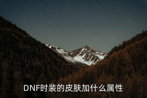 DNF时装的皮肤加什么属性