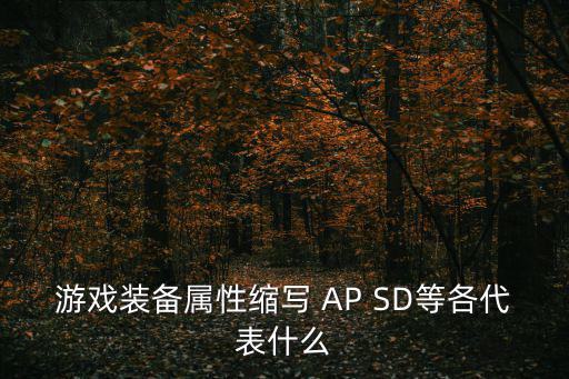 游戏装备sd是什么意思，游戏装备属性缩写 AP SD等各代表什么