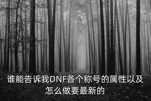 谁能告诉我DNF各个称号的属性以及怎么做要最新的