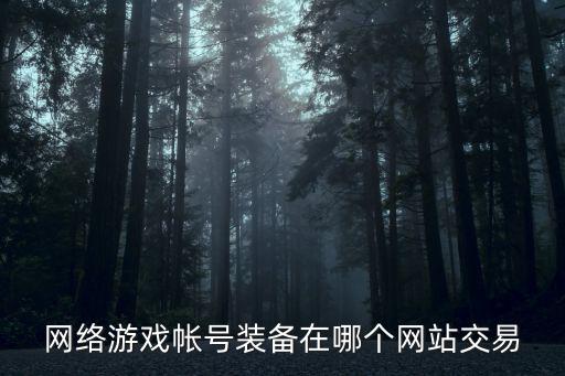 网络游戏帐号装备在哪个网站交易