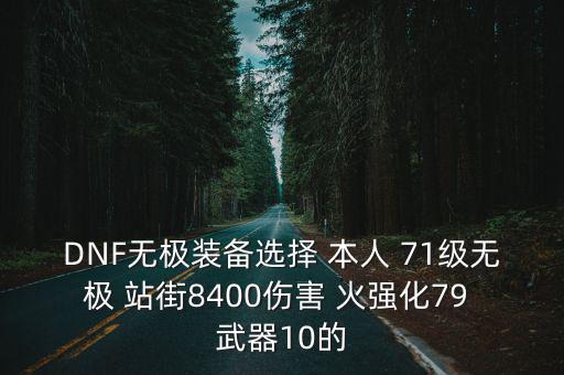 DNF无极装备选择 本人 71级无极 站街8400伤害 火强化79 武器10的