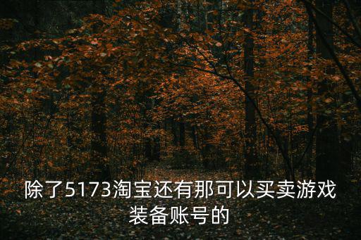 除了5173淘宝还有那可以买卖游戏装备账号的