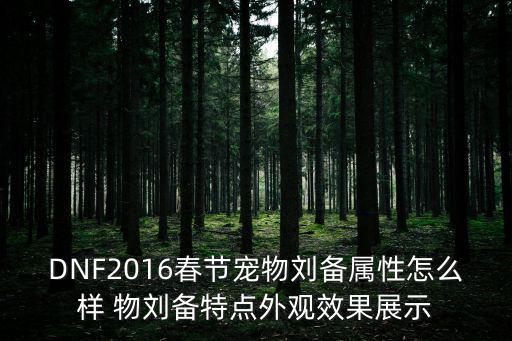 dnf春节宠物什么属性，DNF2016春节宠物刘备属性怎么样 物刘备特点外观效果展示