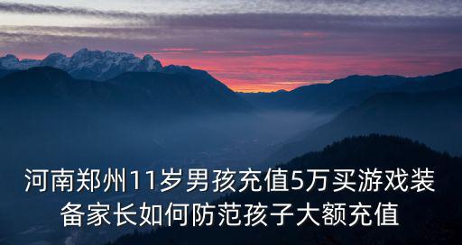 河南郑州11岁男孩充值5万买游戏装备家长如何防范孩子大额充值