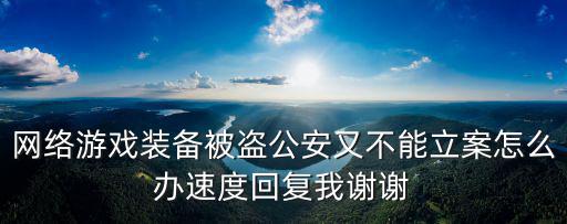 网络游戏装备被盗公安又不能立案怎么办速度回复我谢谢