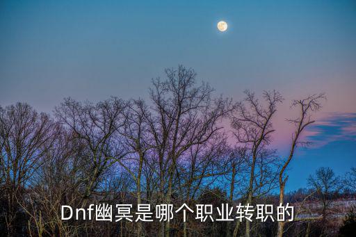 Dnf幽冥是哪个职业转职的