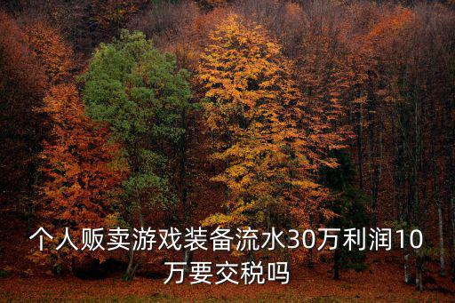 游戏装备交易流水多少，个人贩卖游戏装备流水30万利润10万要交税吗