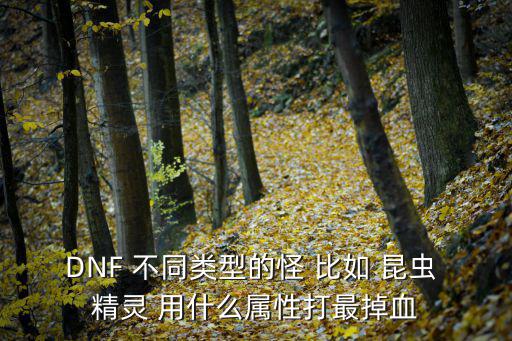 DNF 不同类型的怪 比如 昆虫 精灵 用什么属性打最掉血