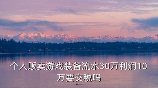 个人贩卖游戏装备流水30万利润10万要交税吗