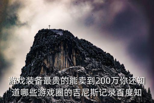 游戏装备最贵的能卖到200万你还知道哪些游戏圈的吉尼斯记录百度知