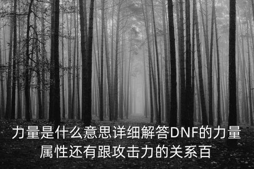 dnf力量属性是什么，力量是什么意思详细解答DNF的力量属性还有跟攻击力的关系百