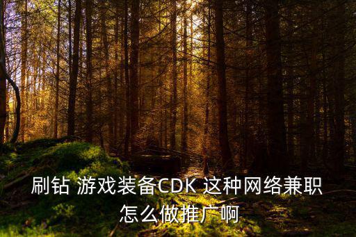 刷钻 游戏装备CDK 这种网络兼职 怎么做推广啊