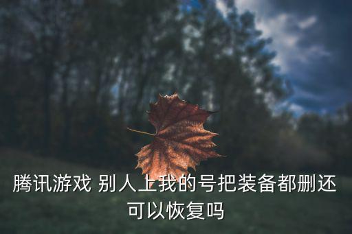 腾讯游戏 别人上我的号把装备都删还可以恢复吗